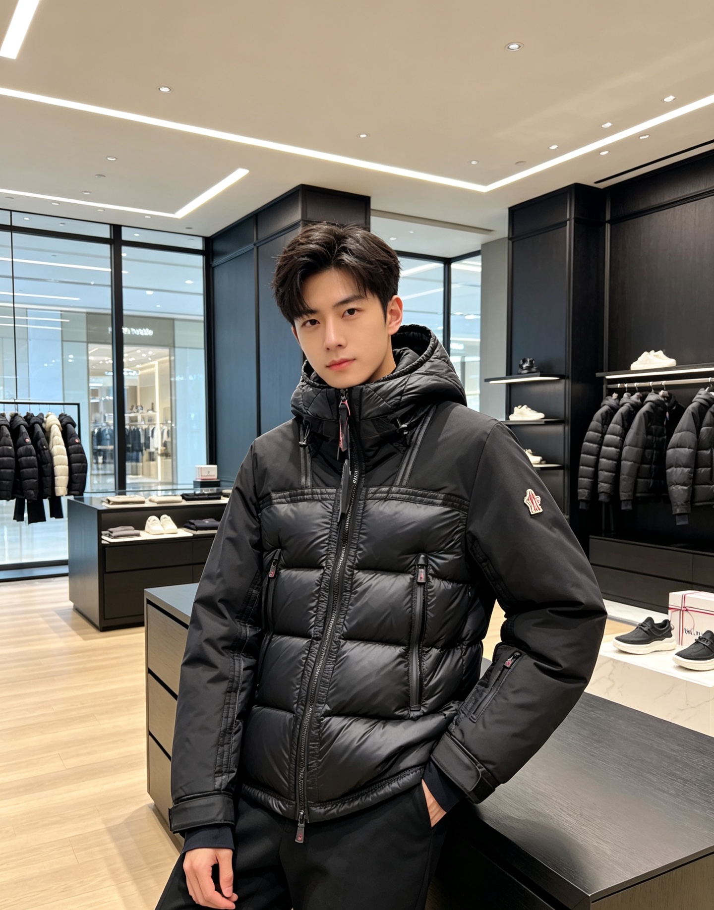 特级羽绒⬆️ Moncler Grenoble男士Morgins羊毛皮拼接里羽绒服.高端单品.原版购入开发.对版面料.原