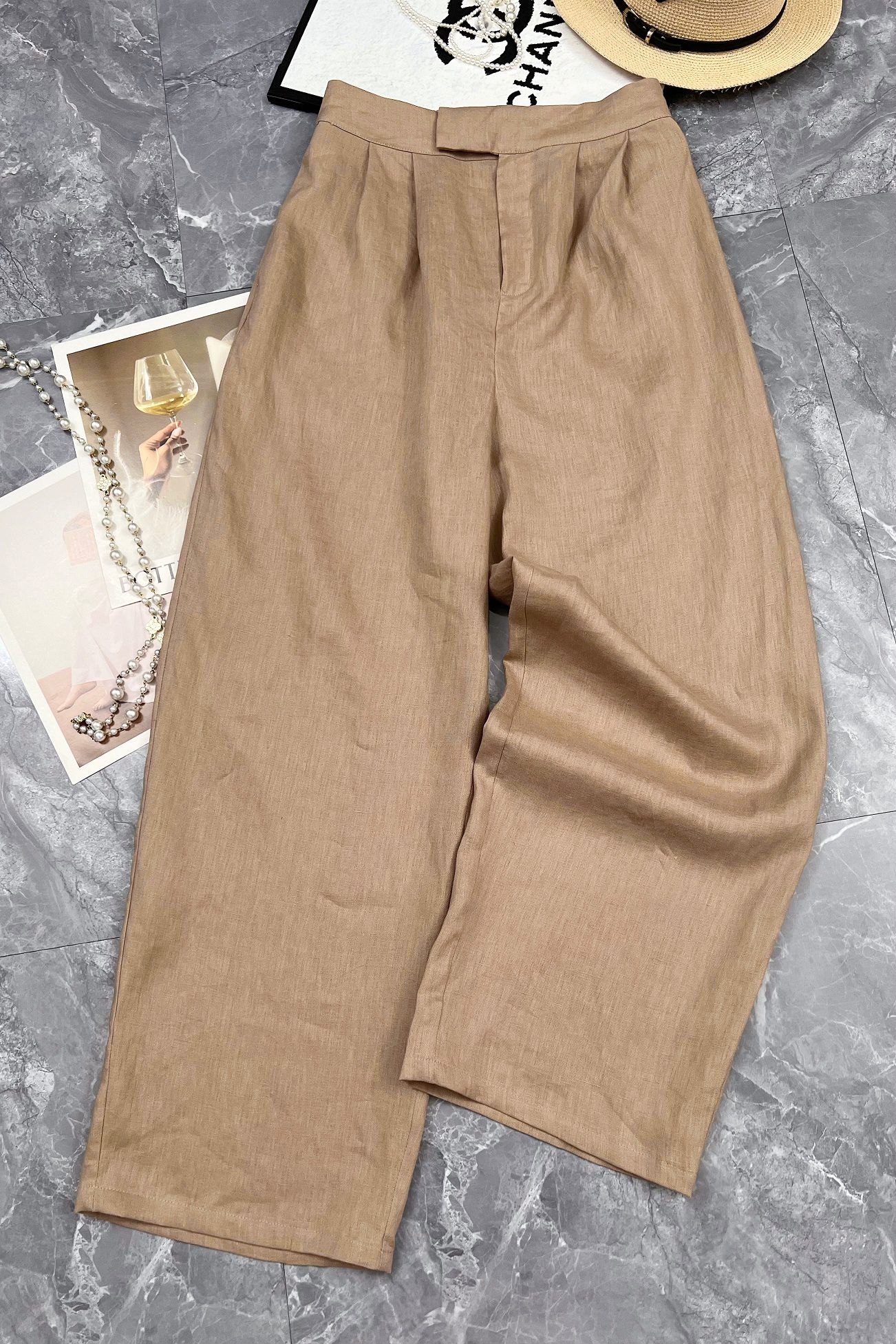 High-end Quality Female Clothes Packed with Linen Pants in Lavender, Various Sizes - 图片 5