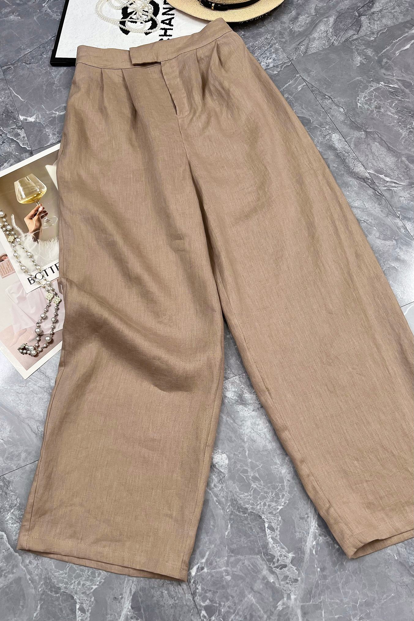 High-end Quality Female Linen Pants in Lavender, Various Sizes Available - 图片 5