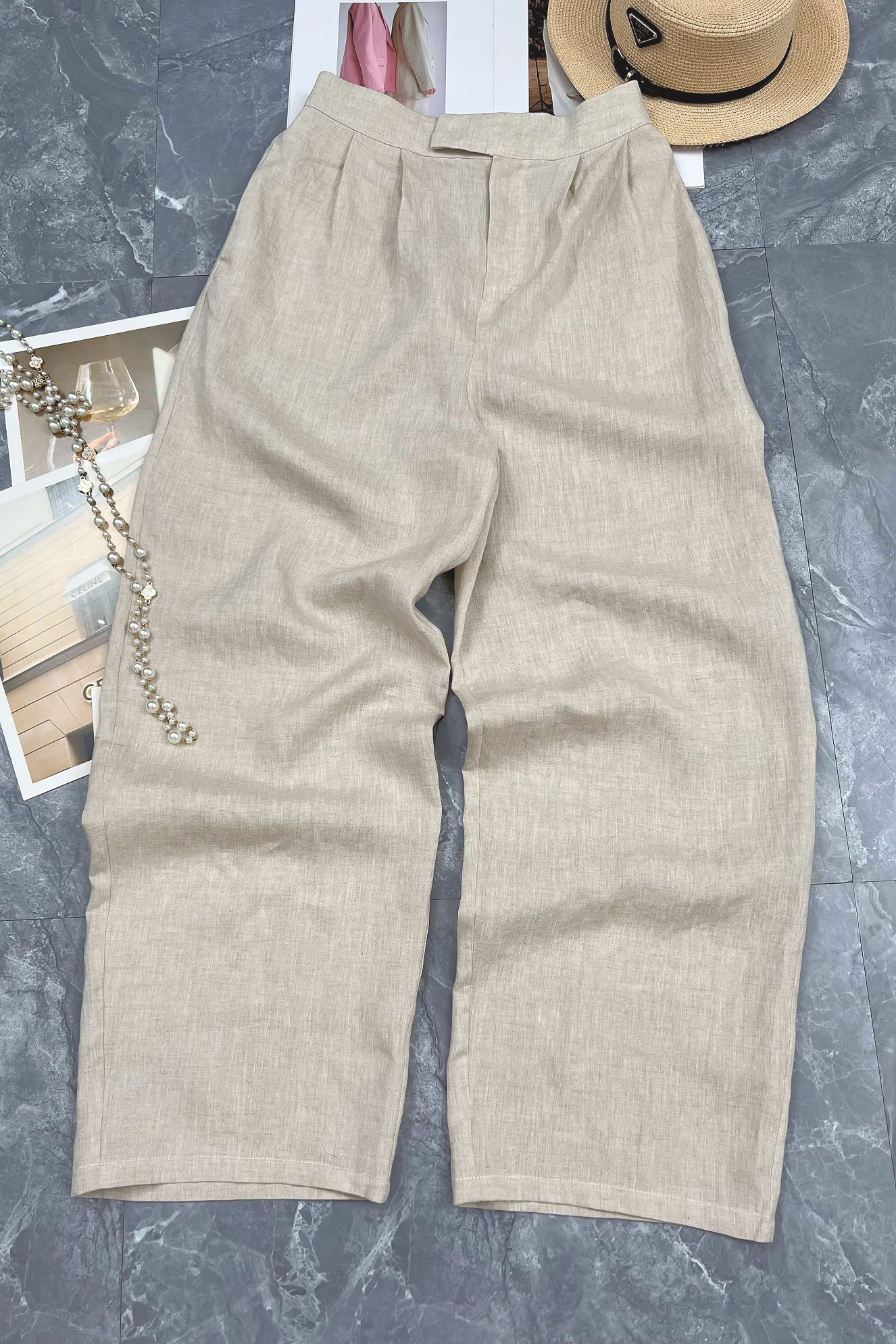 High-end Quality Female Clothes Packed with Linen Lavender Liner Tow Pants - 图片 5