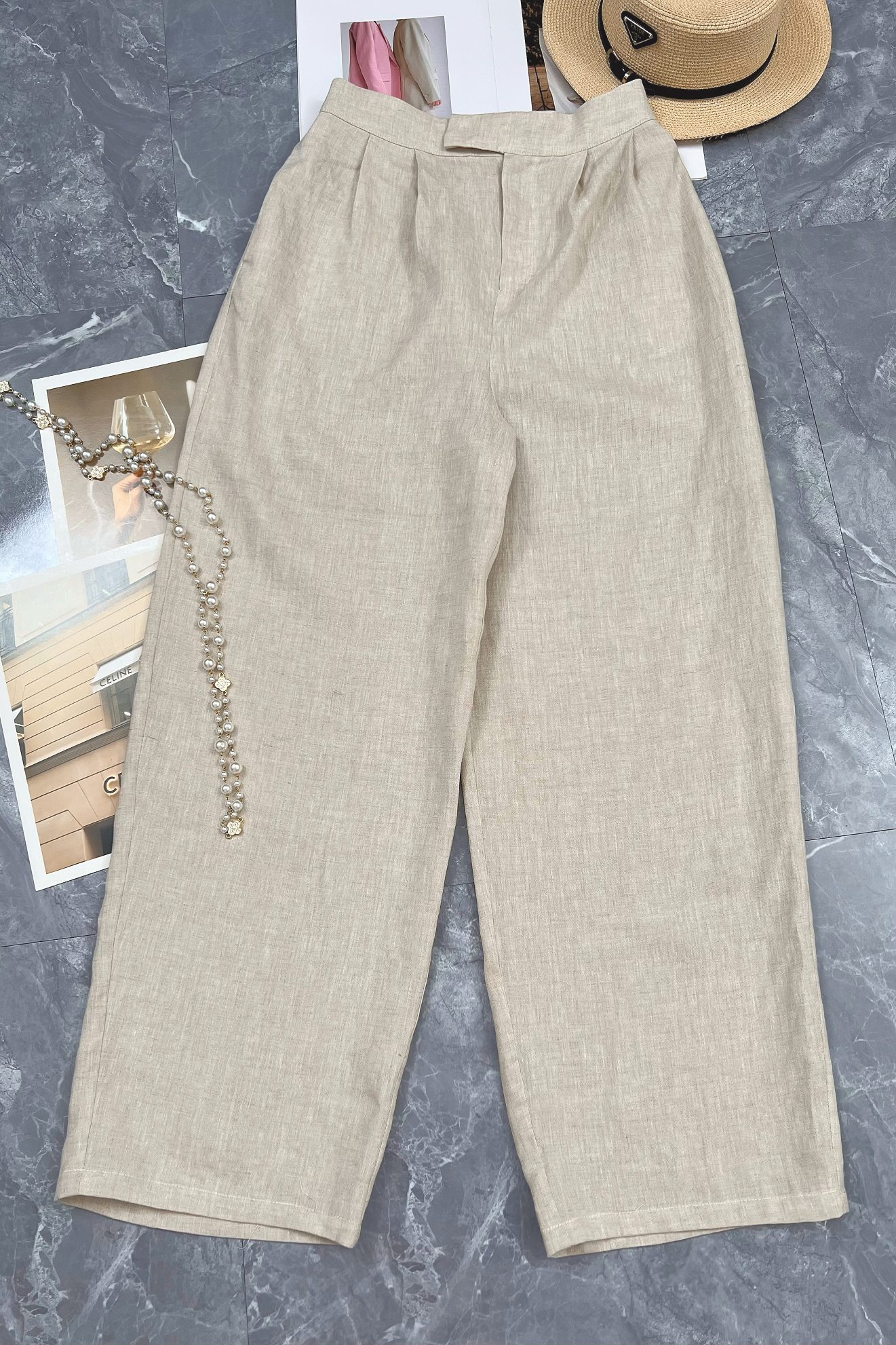 High-end Quality Female Linen Pants in Lavender, Various Sizes Available - 图片 4
