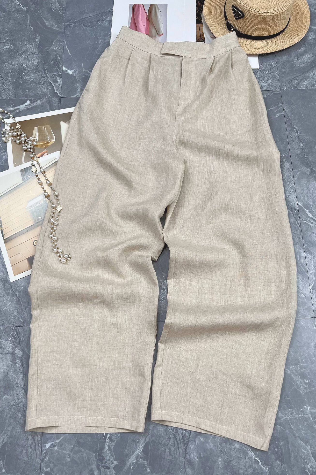 High-end Quality Female Clothes Packed with Linen Lavender Liner Tow Pants - 图片 4