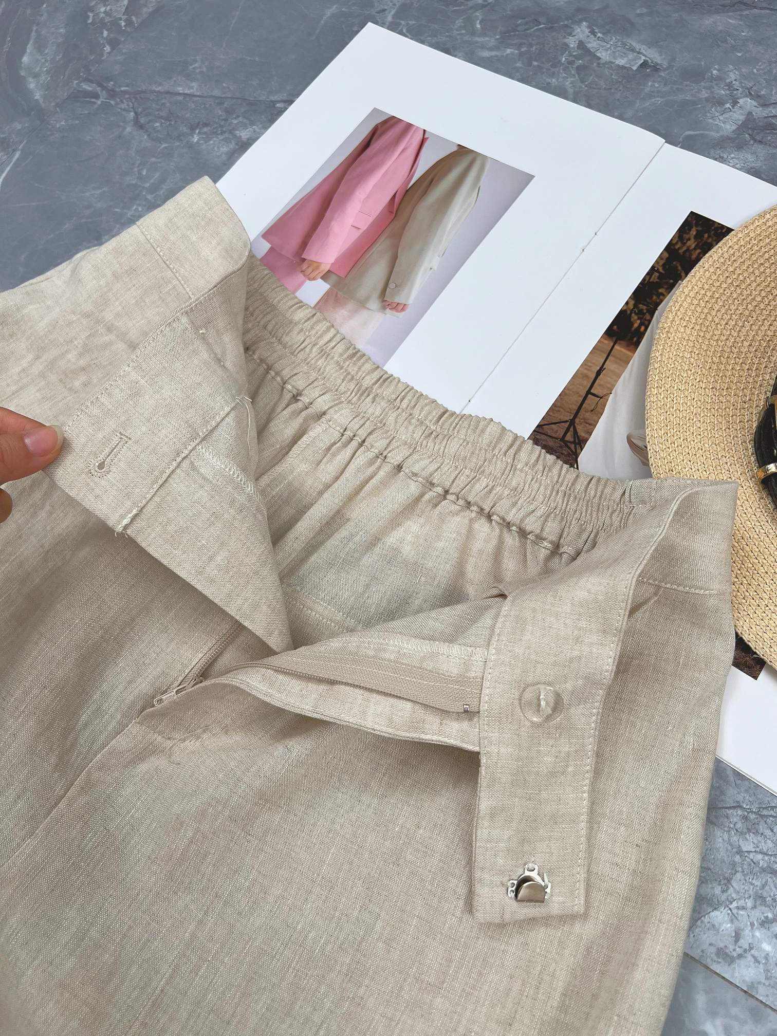 High-end Quality Female Clothes Packed with Linen Lavender Liner Tow Pants - 图片 8