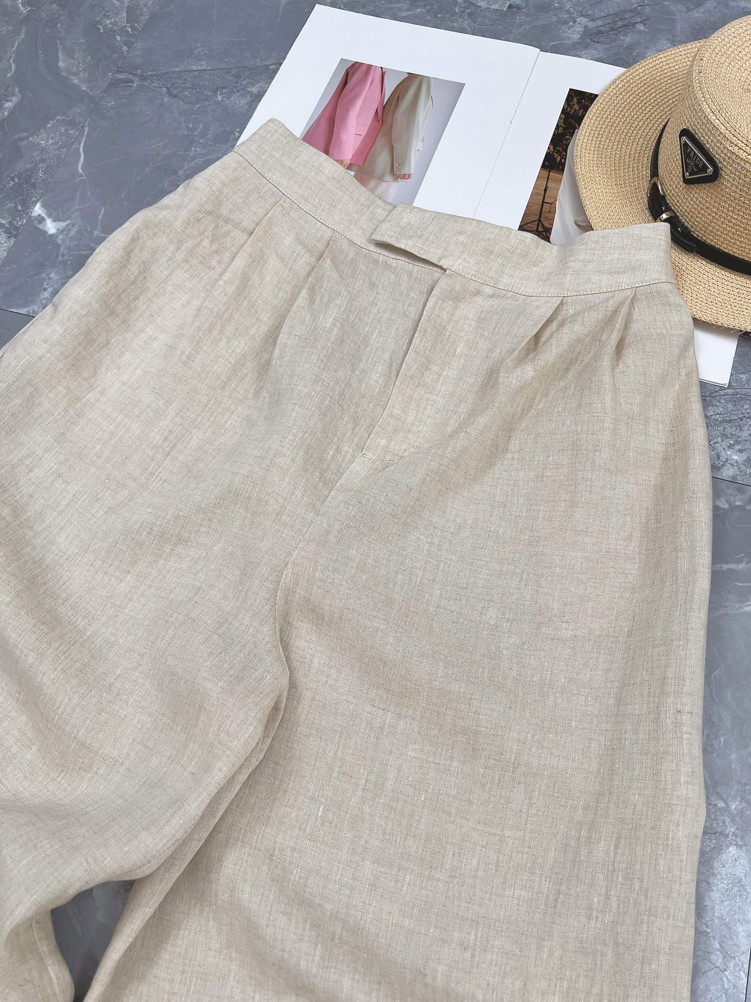 High-end Quality Female Clothes Packed with Linen Lavender Liner Tow Pants - 图片 7