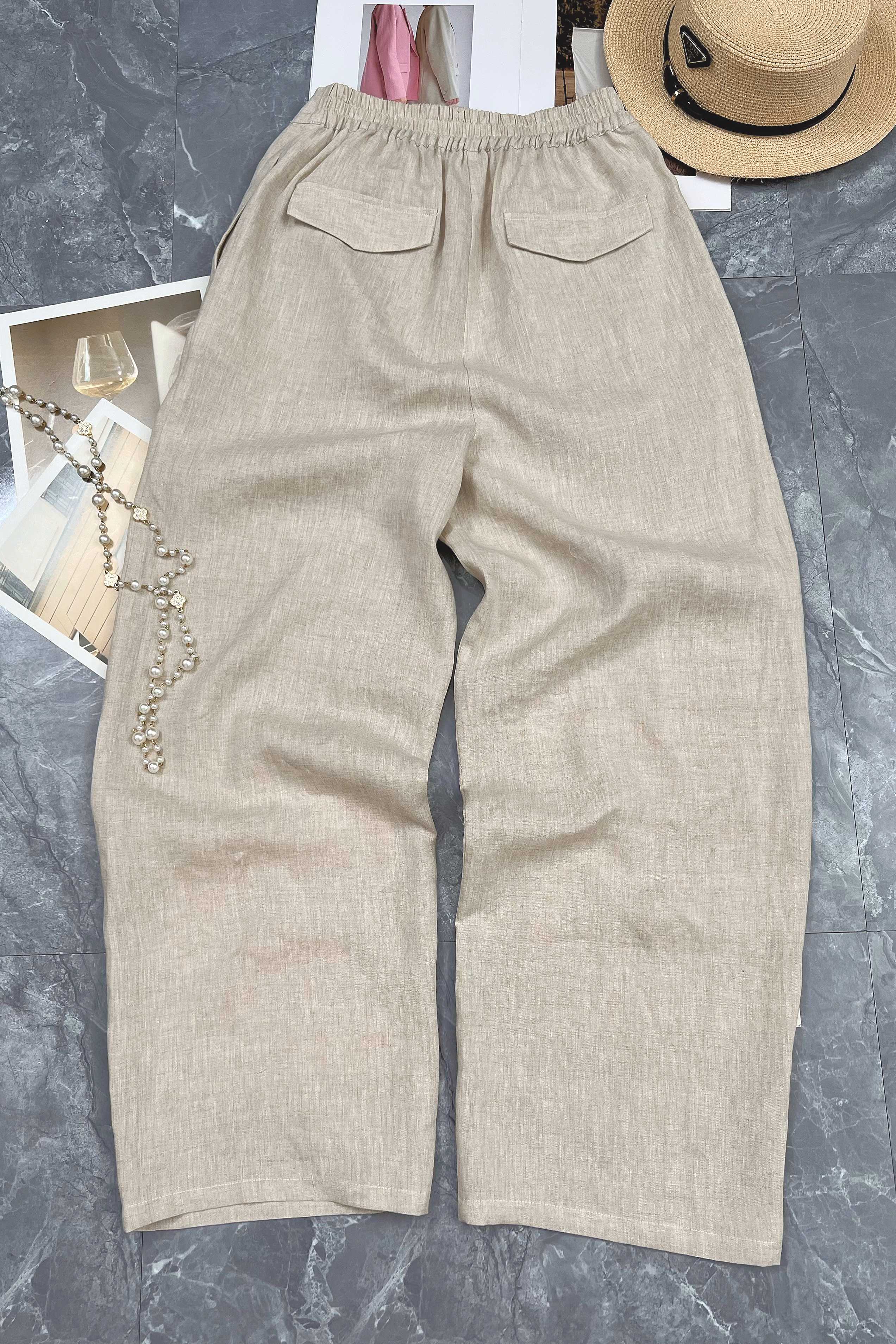 High-end Quality Female Clothes Packed with Linen Lavender Liner Tow Pants - 图片 6