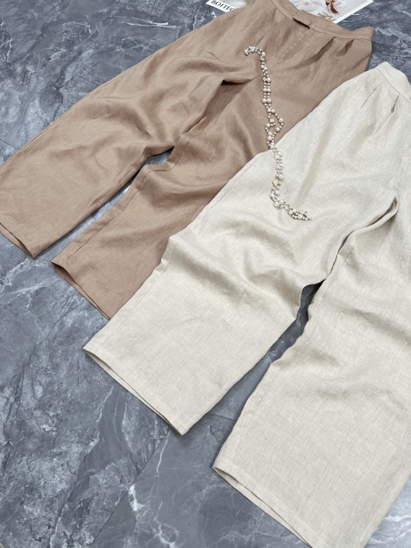 High-end Quality Female Linen Pants in Lavender, Various Sizes Available - 图片 3