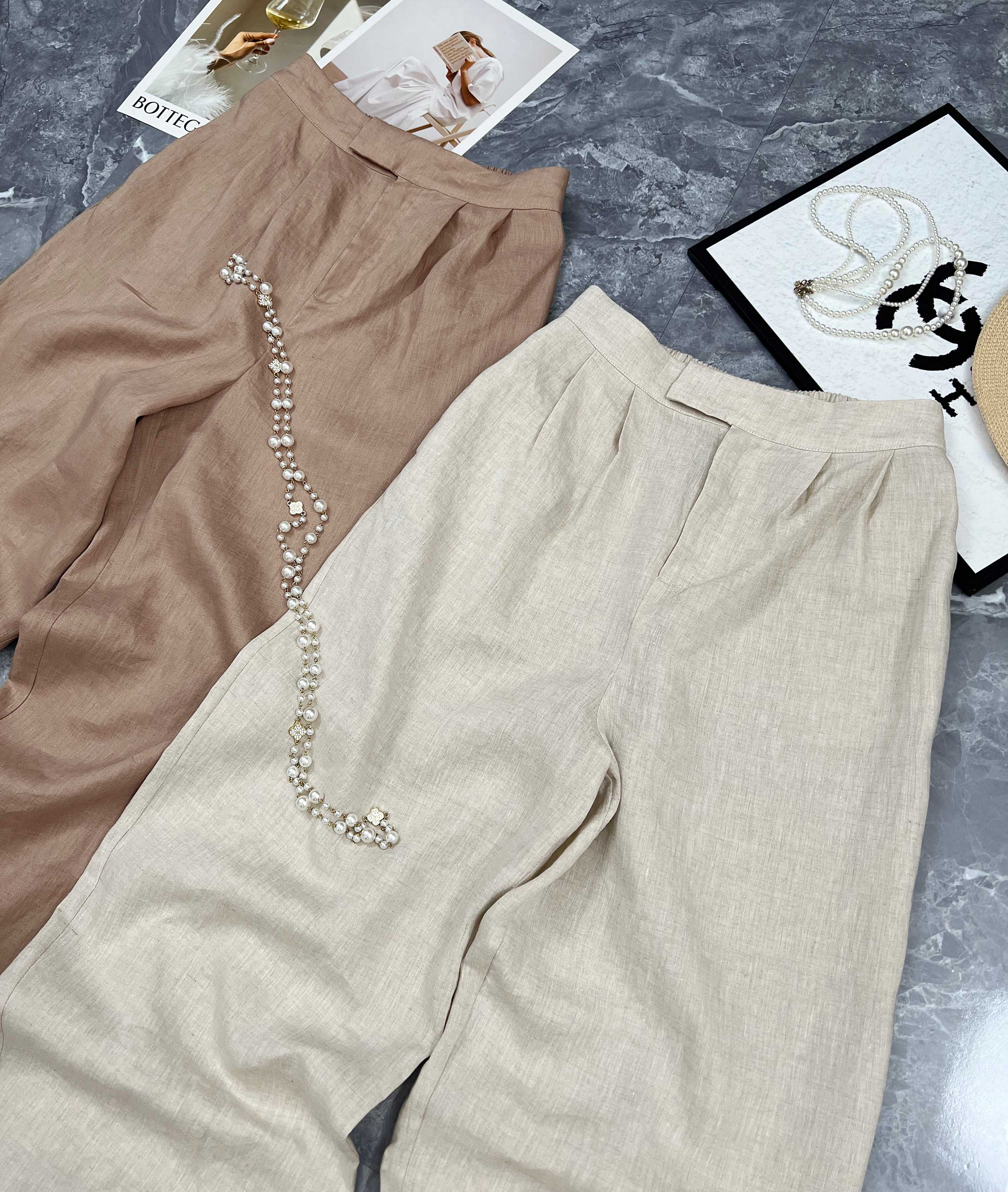 High-end Quality Female Linen Pants in Lavender, Various Sizes Available - 图片 2