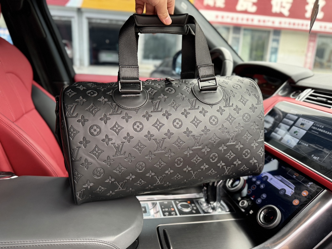 Louis Vuitton LV Keepall Taschen Reisetaschen Schwarz Unisex Frauen Männer Taurillon