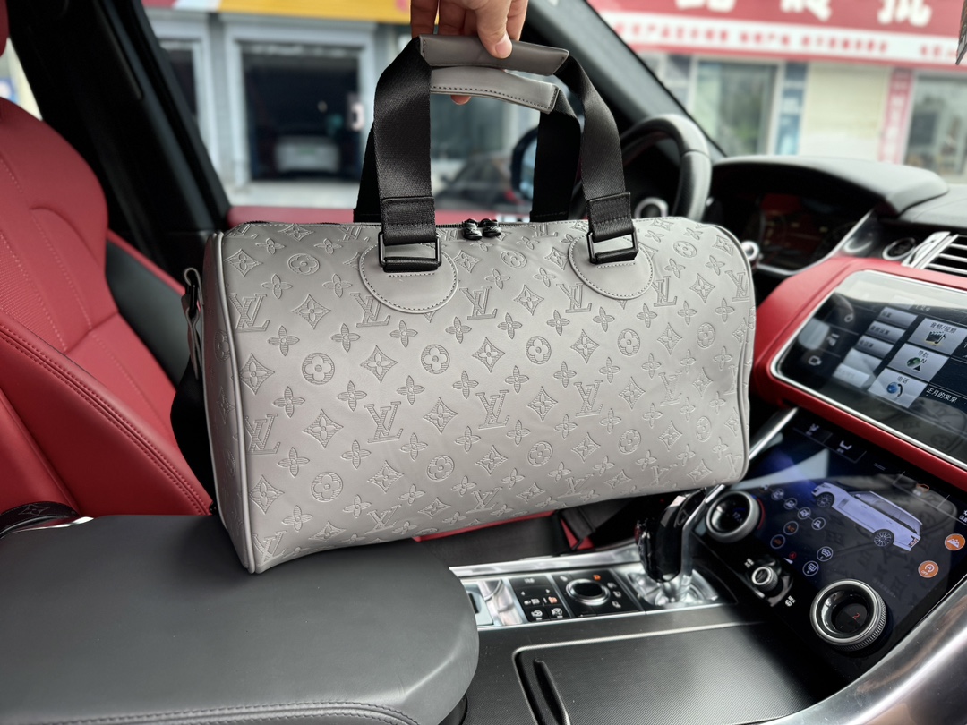 Louis Vuitton LV Keepall Taschen Reisetaschen Grau Unisex Frauen Männer Taurillon