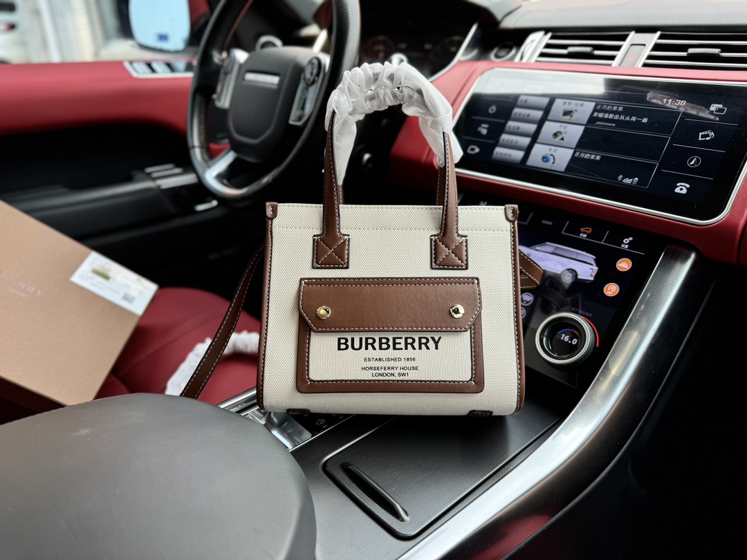 Beste Luxus -Replik
 Burberry Taschen Umhängetaschen  & Schultertaschen Braun Unisex Frauen Leinwand Baumwolle Rindsleder Freya Mini