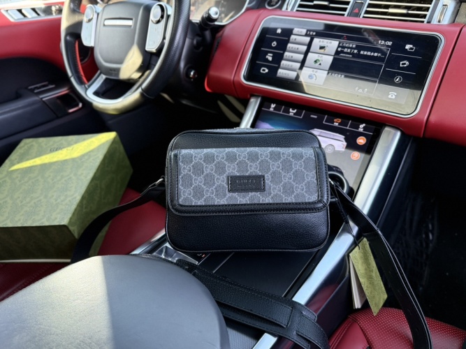 Gucci Small Messenger Bag - Adjustable Strap, GG Monogram, Black Leather 1 Gucci Small Messenger Bag - Adjustable Strap, GG Monogram, Black Leather