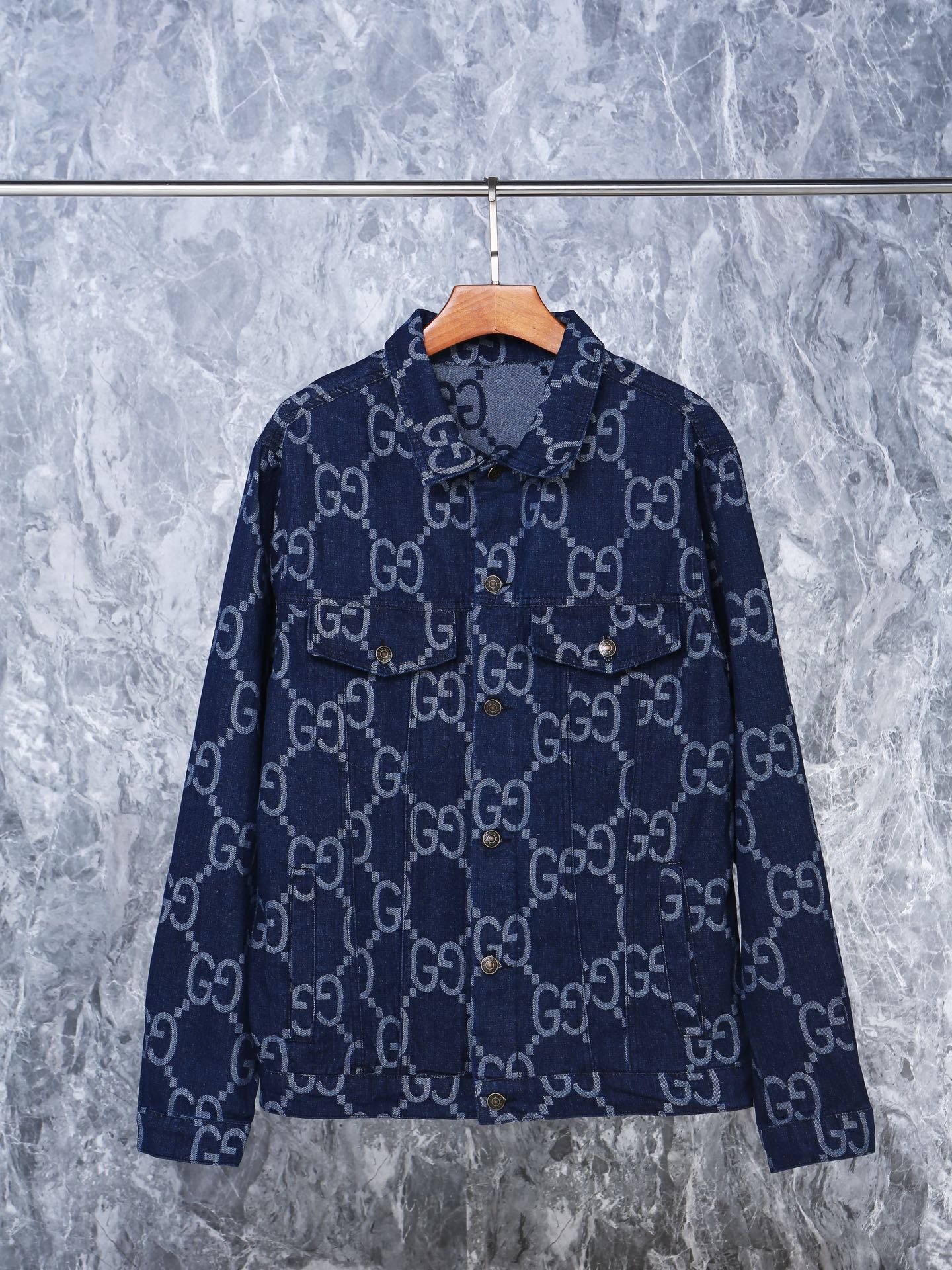 (Versión correcta, distinta de la mercancía común) Gucci 2022ss chaqueta vaquera unisex de la serie piña con estampado …