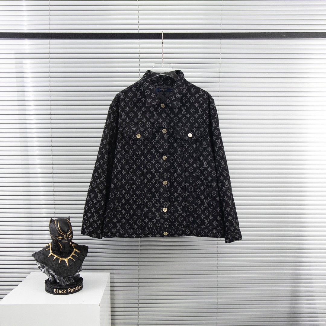 Louis Vuitton Clothing Coats & Jackets Black Embroidery Unisex Cotton Denim Fall Collection Fashion