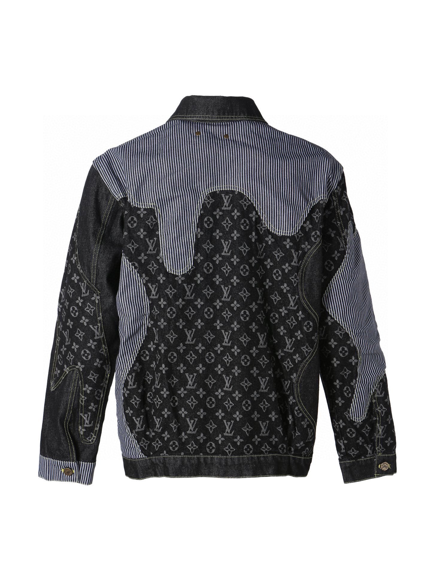 Louis Vuitton/路易威登 24ss 解构拼接满印提花牛仔外套黑-Chinese UA Cheap High Quatity Brand Clothes Bags handbags Sneakers wholesale wholesaler seller from China Factory suppliers Fashion Clothing Shoes best Quality Beautiful Price Louis Vuitton/路易威登 24ss 解构拼接满印提花牛仔外套黑