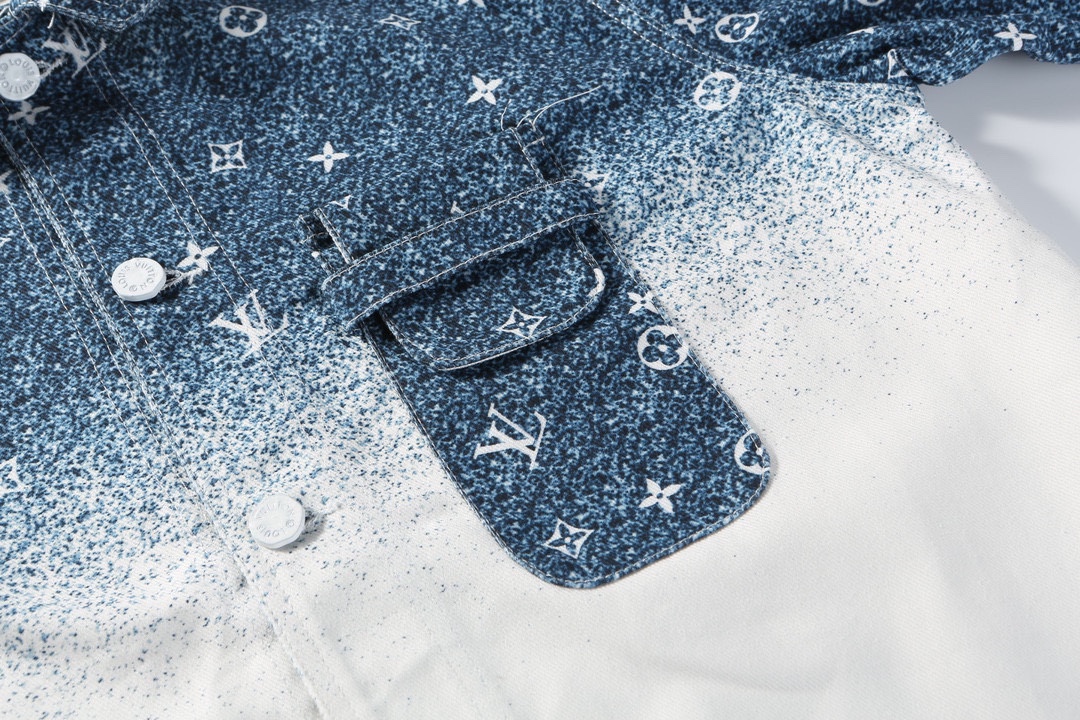 Louis Vuitton/路易威登24ss满印星空渐变牛仔外套白灰渐变