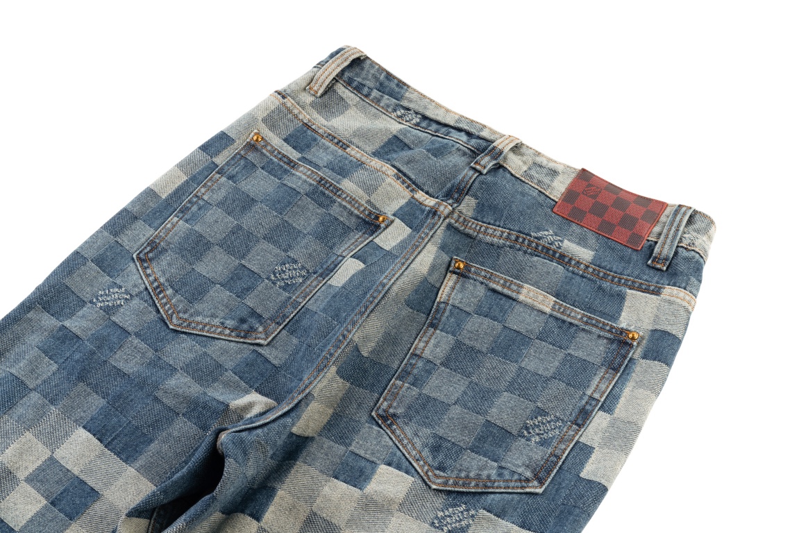 Louis Vuitton/路易威登24ss马赛克棋盘格牛仔裤