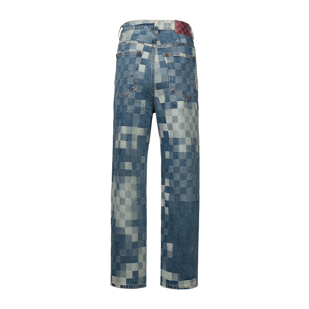 Louis Vuitton/路易威登24ss马赛克棋盘格牛仔裤