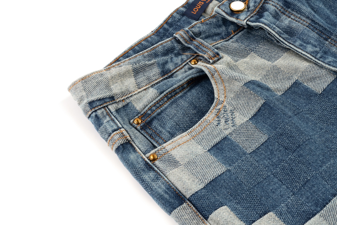 Louis Vuitton/路易威登24ss马赛克棋盘格牛仔裤