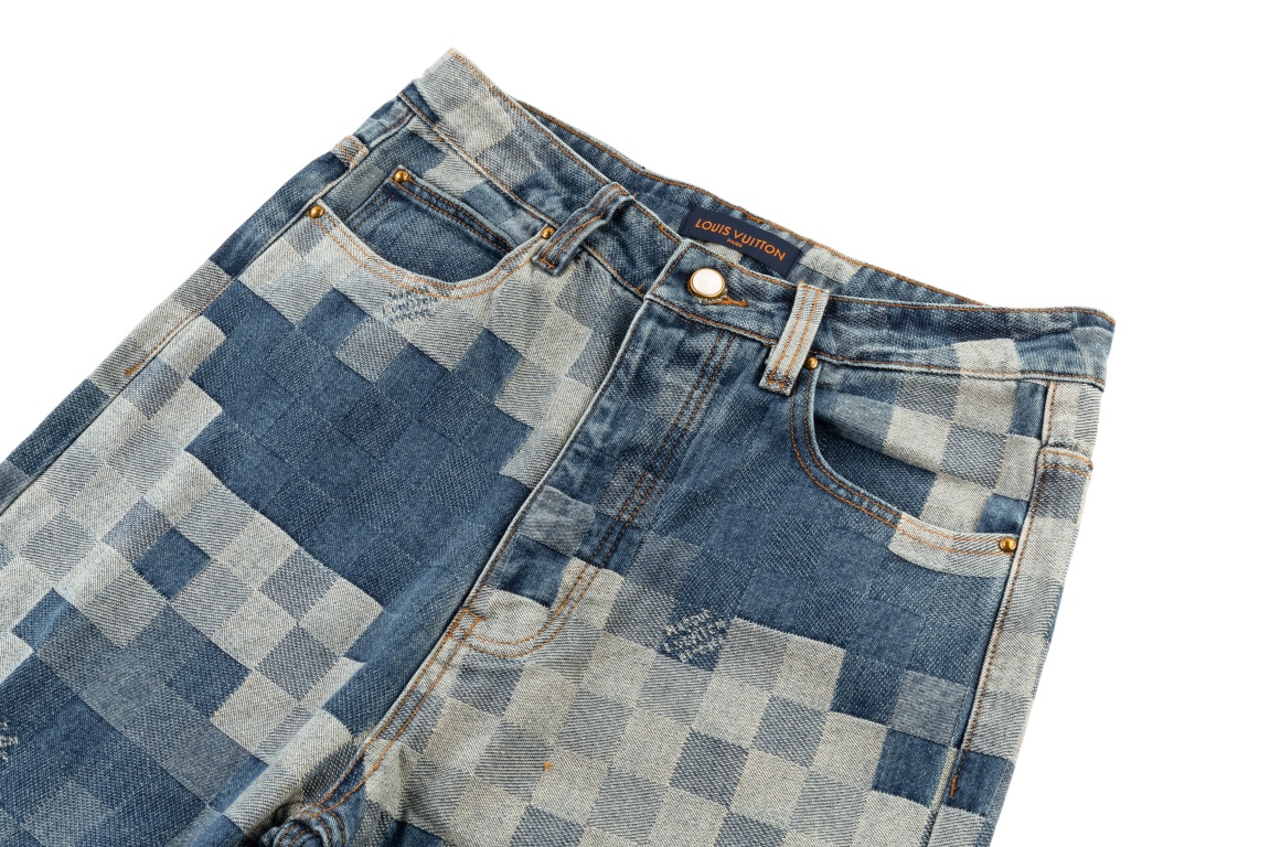 Louis Vuitton/路易威登24ss马赛克棋盘格牛仔裤
