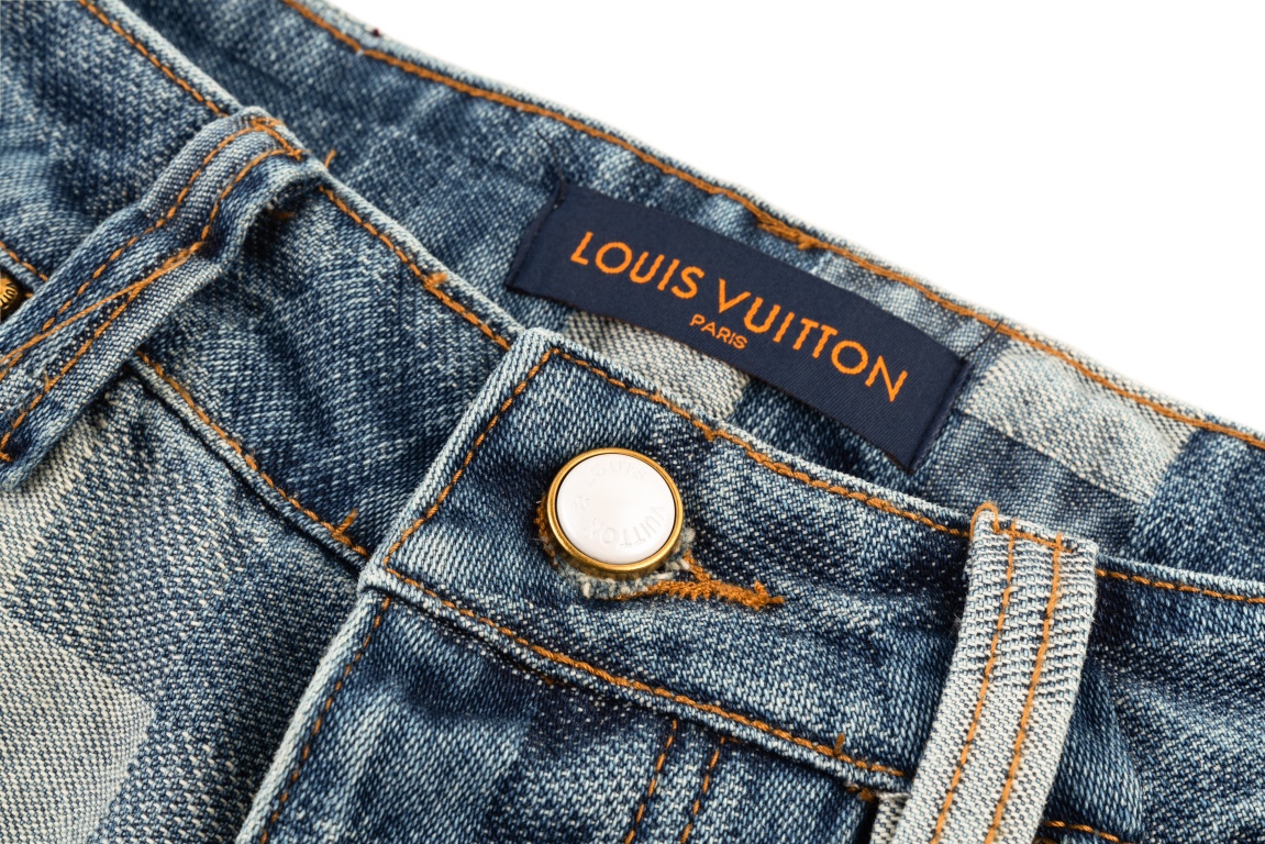 Louis Vuitton/路易威登24ss马赛克棋盘格牛仔裤