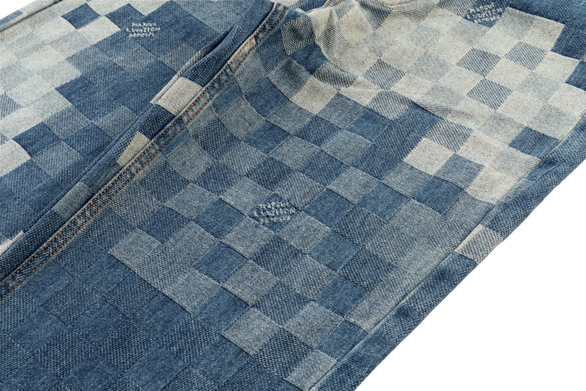 Louis Vuitton/路易威登24ss马赛克棋盘格牛仔裤