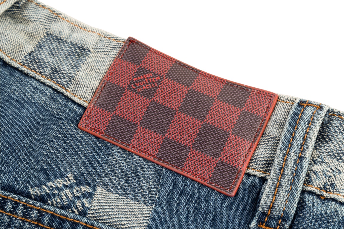 Louis Vuitton/路易威登24ss马赛克棋盘格牛仔裤
