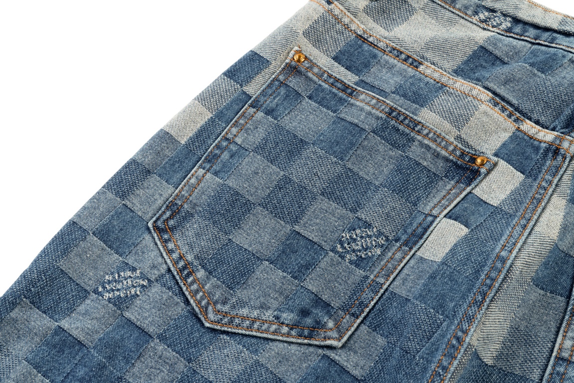 Louis Vuitton/路易威登24ss马赛克棋盘格牛仔裤
