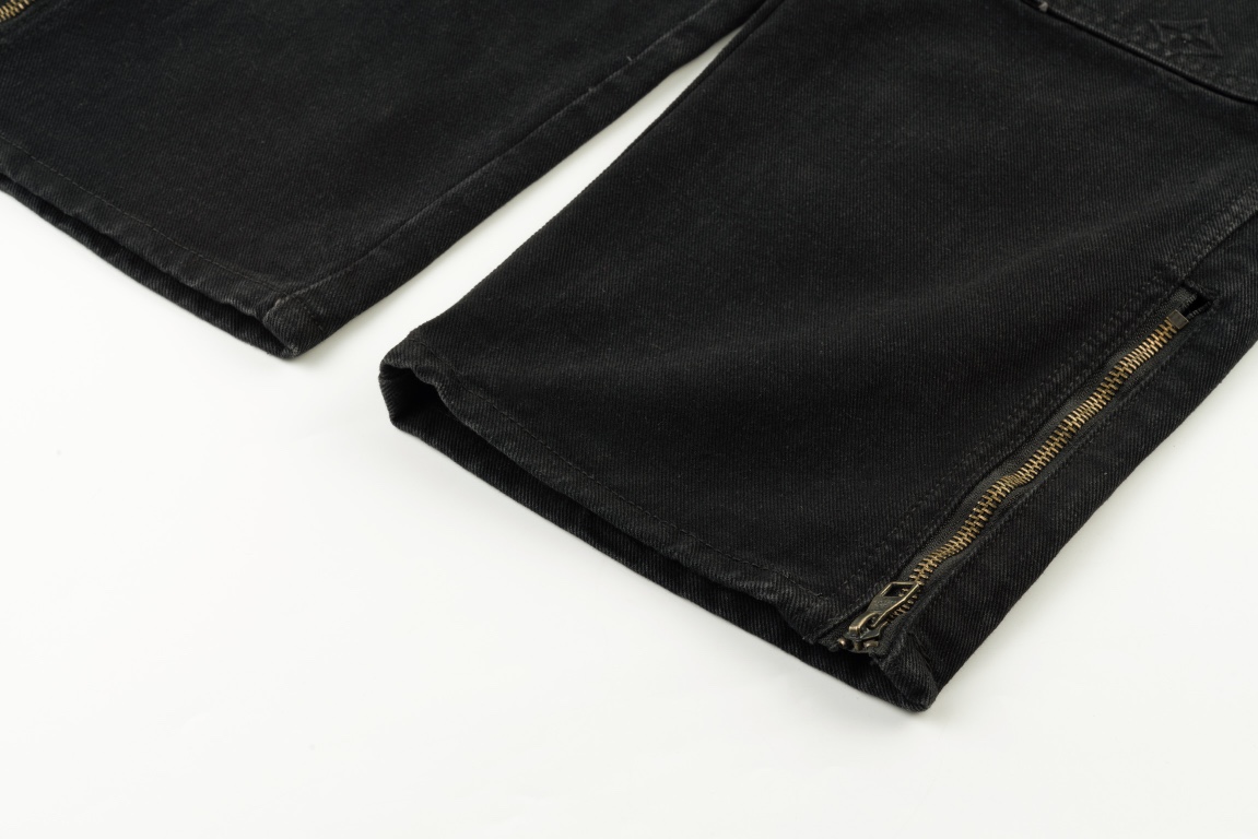 Louis Vuitton/路易威登 Tyler联名款老花提花刺绣牛仔裤 黑色