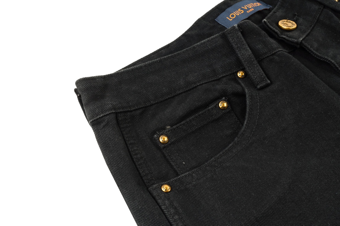 Louis Vuitton/路易威登 Tyler联名款老花提花刺绣牛仔裤 黑色