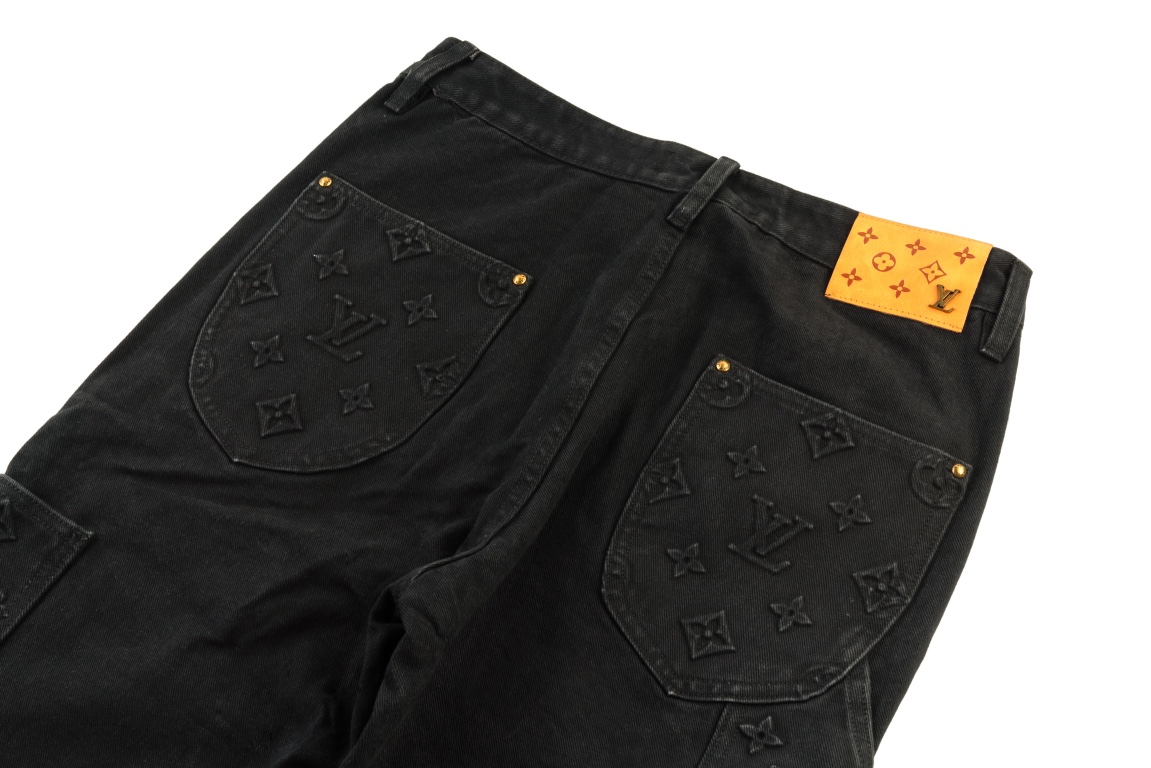 Louis Vuitton/路易威登 Tyler联名款老花提花刺绣牛仔裤 黑色