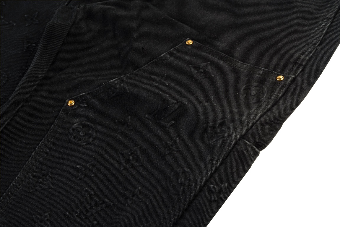Louis Vuitton/路易威登 Tyler联名款老花提花刺绣牛仔裤 黑色