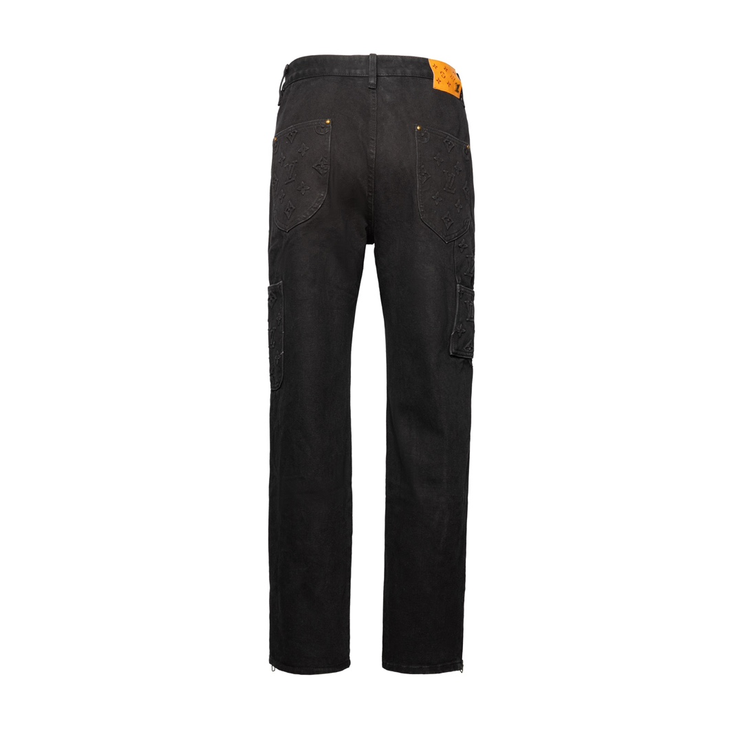 Louis Vuitton/路易威登 Tyler联名款老花提花刺绣牛仔裤 黑色