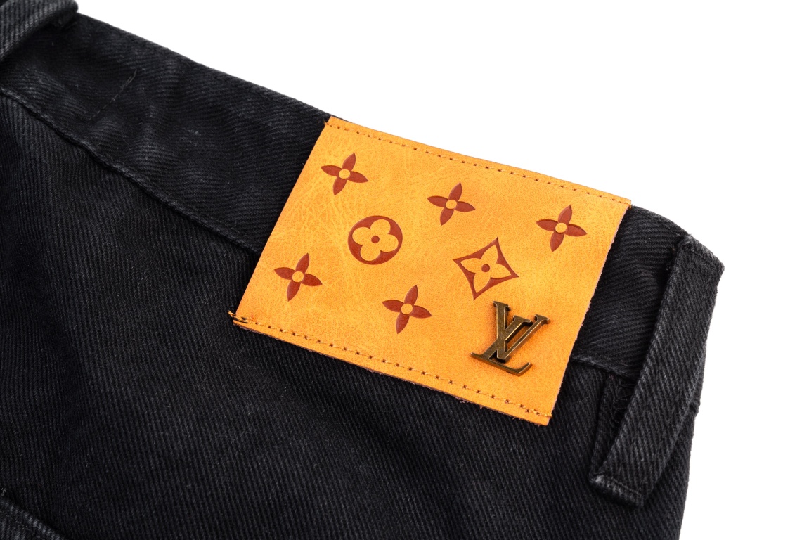 Louis Vuitton/路易威登 Tyler联名款老花提花刺绣牛仔裤 黑色