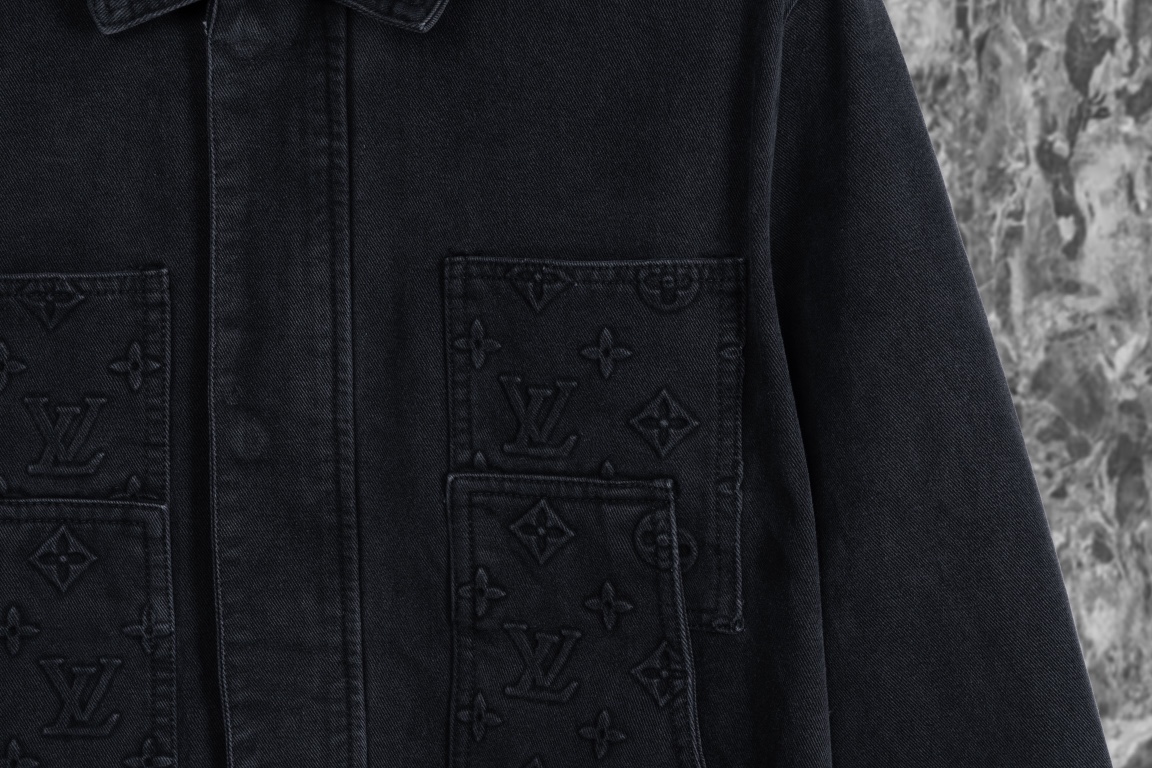 LOUIS VUITTON/路易威登 24ss新款压花牛仔夹克外套 黑色