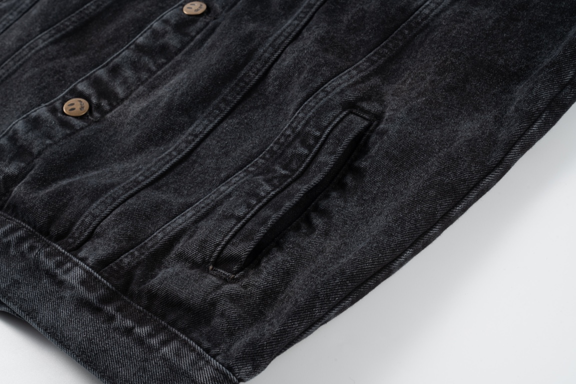 JZ 1581 Black Cowboy Style Jacket with Towel Embroidery in M-XL Sizes - 图片 6