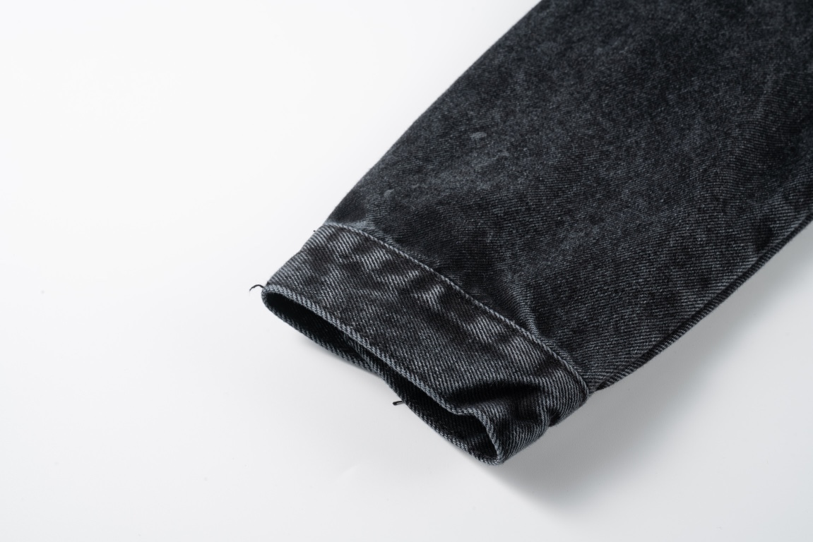 JZ 1581 Black Cowboy Style Jacket with Towel Embroidery in M-XL Sizes - 图片 3