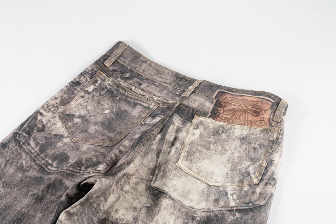 AC-Style 3D-Printed Jeans: Repulsive Ink Mineral Obscurity Color with Low Waist Broad-Legged Design - 图片 4
