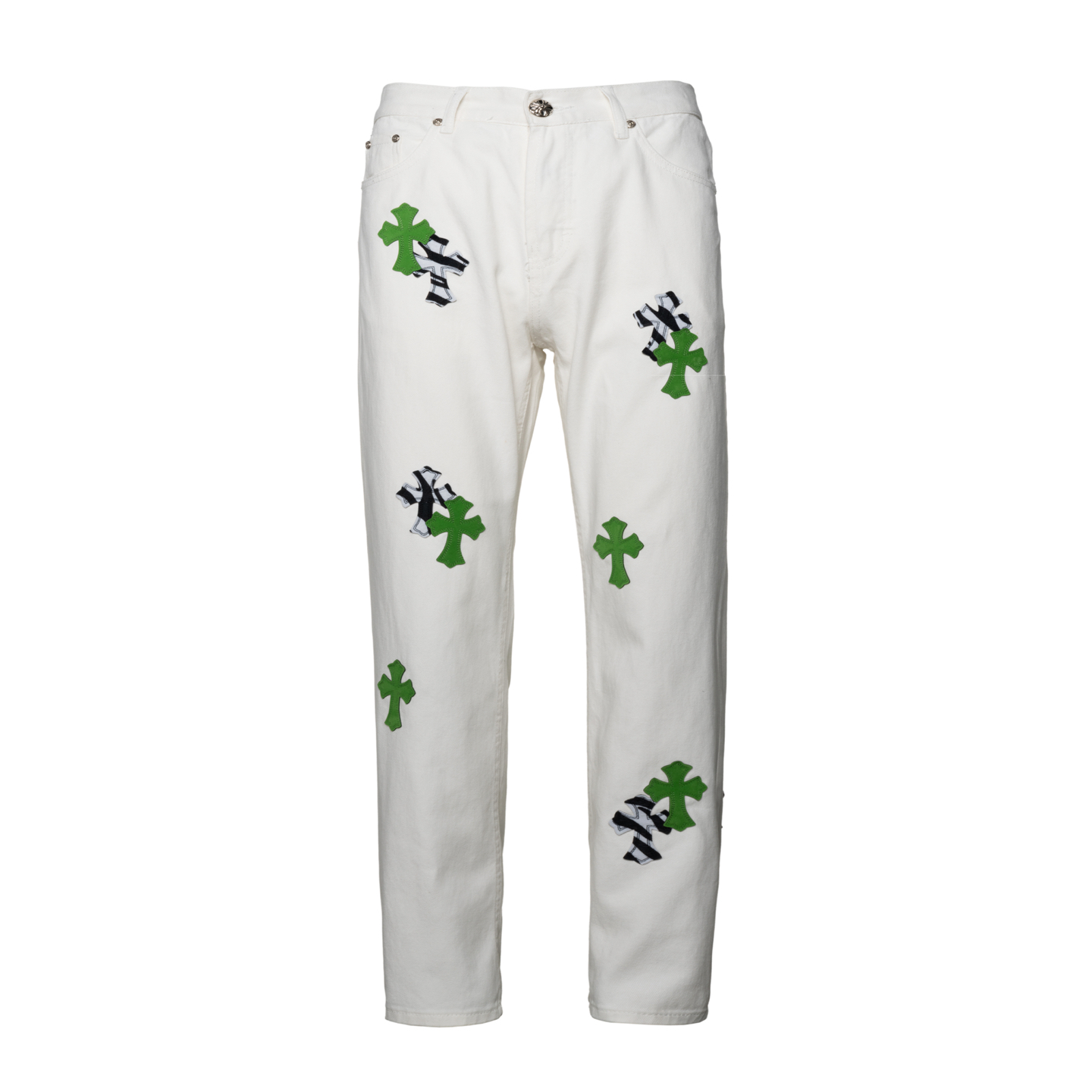 Chrome Hearts 24SS Green Tarpaulin Jeans with Custom Gold Zipper - 图片 1