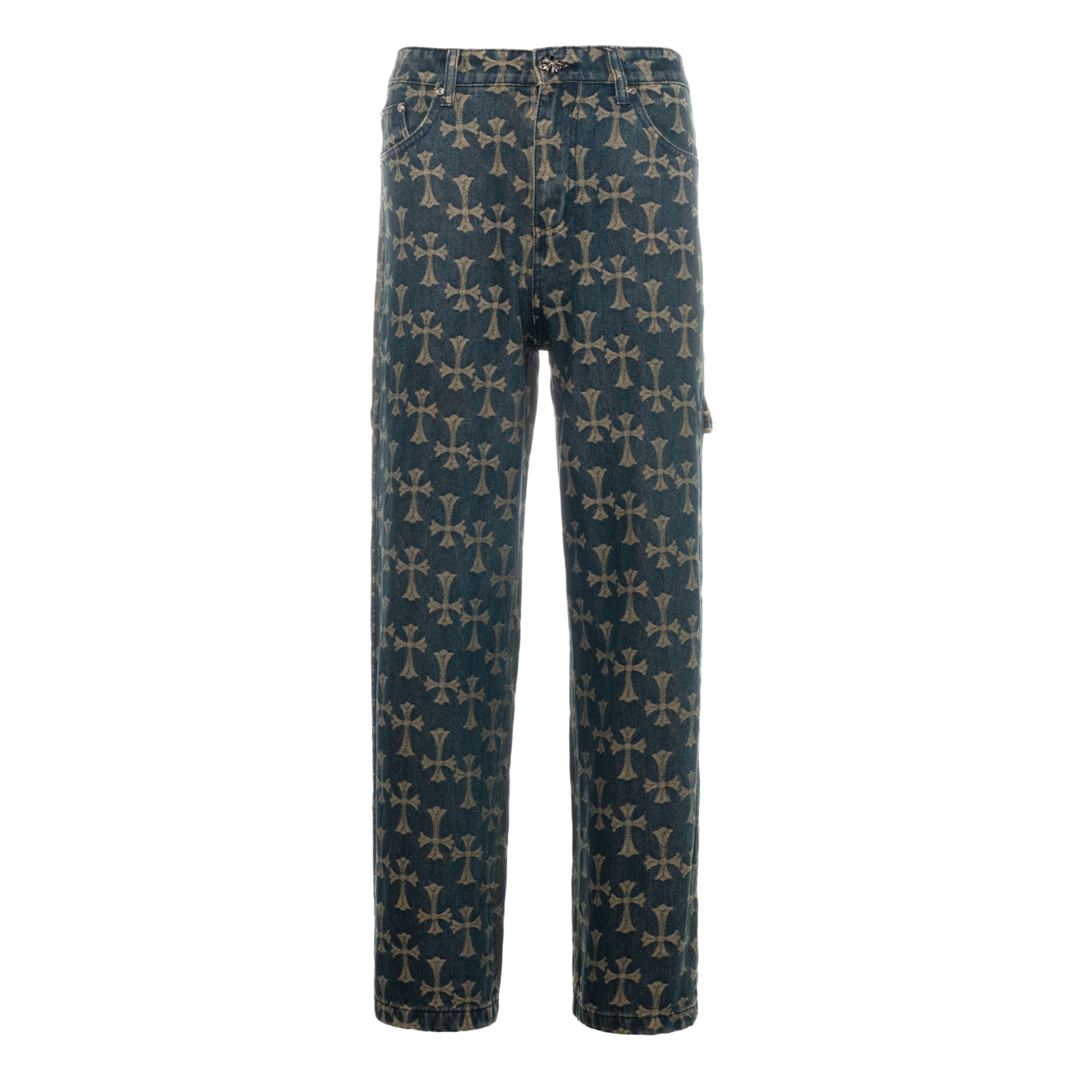 “Chrome Hearts 2024 Fall Collection: Unique Cross Design Pants in Blue (Style 1652)” - 图片 1