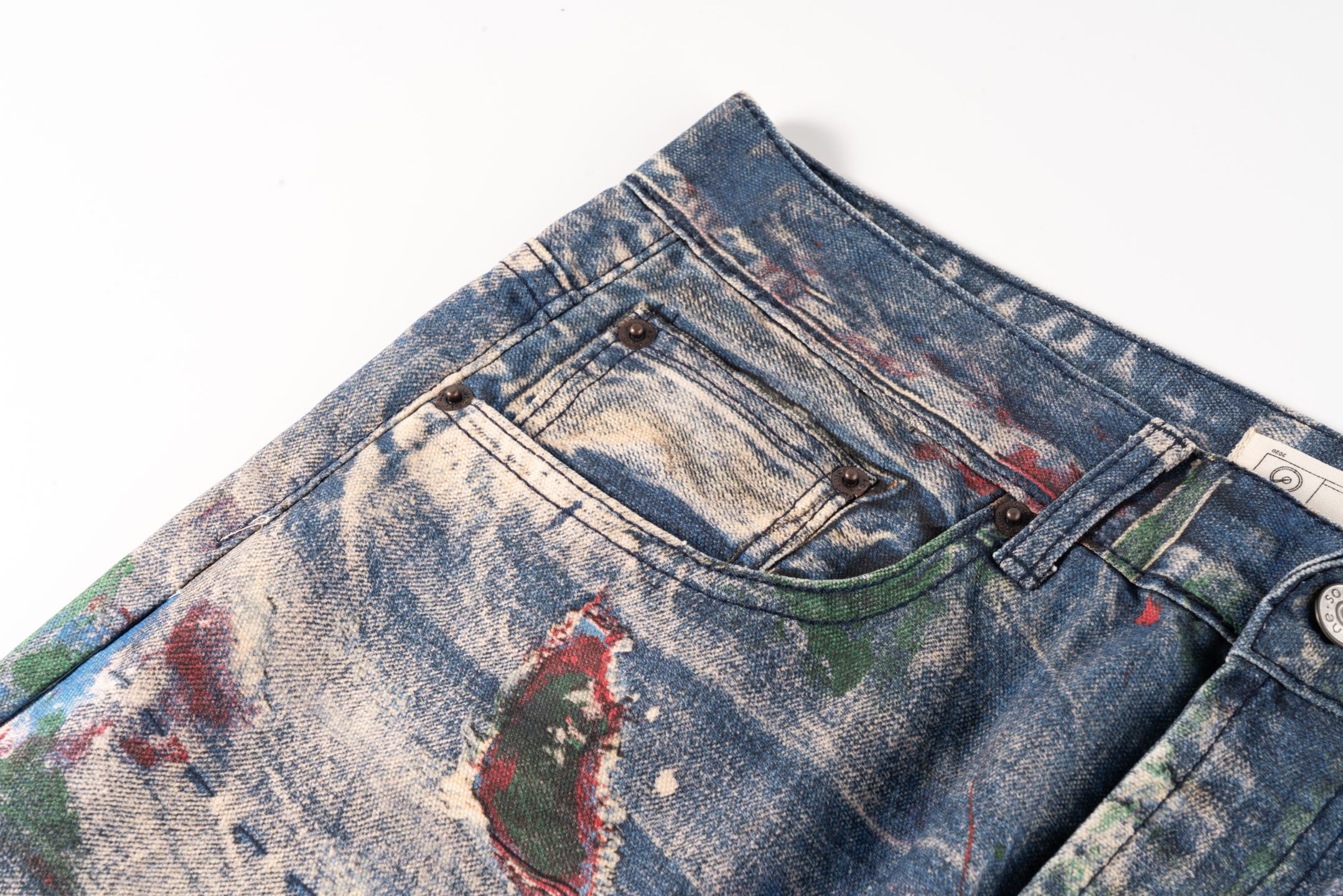 Ink-Painted Heavy-Working Jeans: Unique Retro Style, Timeless Appeal, Wide Size Range - 图片 6