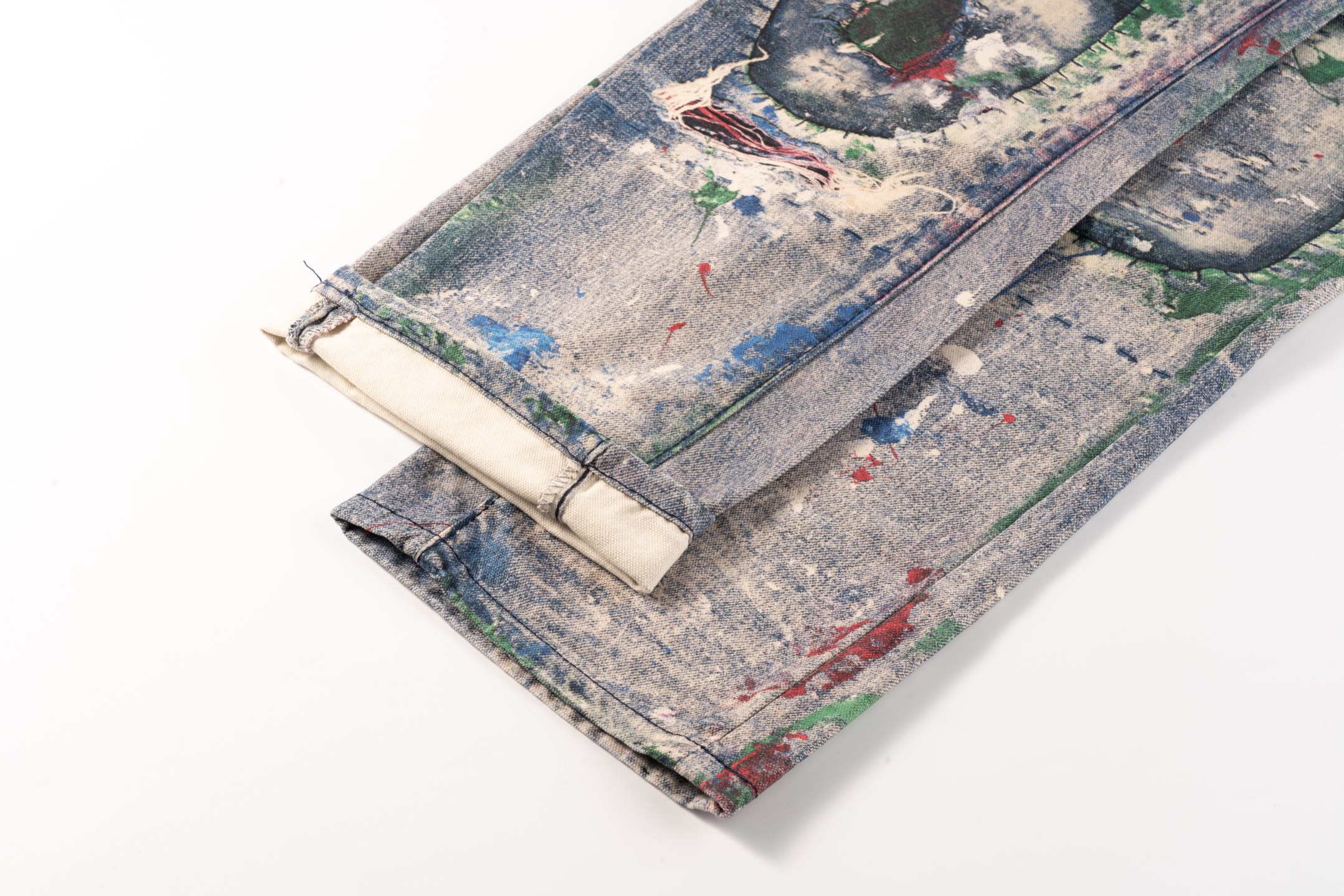 Ink-Painted Heavy-Working Jeans: Unique Retro Style, Timeless Appeal, Wide Size Range - 图片 7