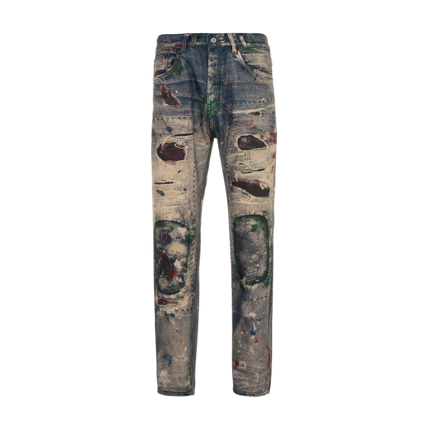 Ink-Painted Heavy-Working Jeans: Unique Retro Style, Timeless Appeal, Wide Size Range - 图片 1