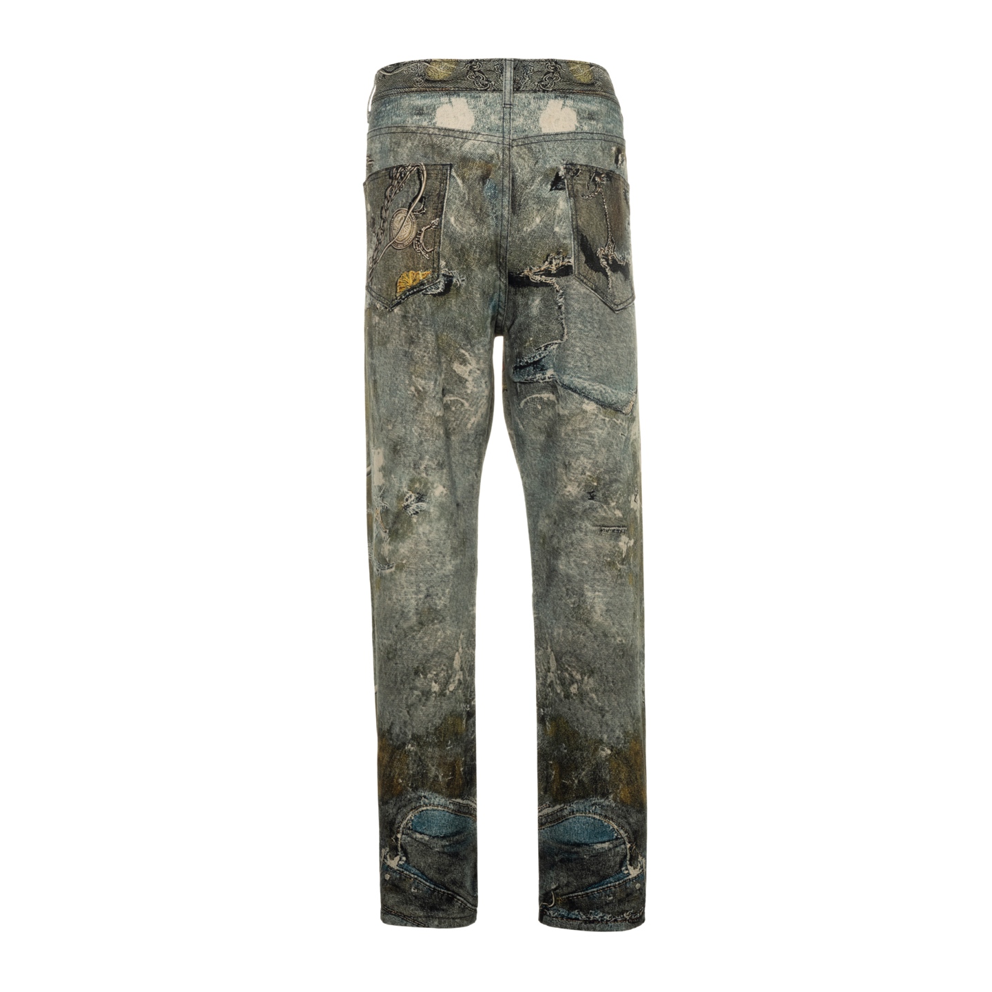 3D Digital Print Cowboy Jeans with Chain Jewels – High Visual Intensity Fashion - 图片 2