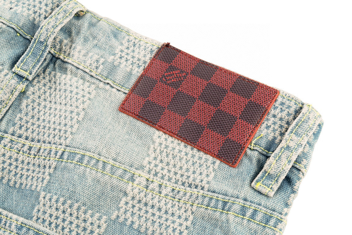 Louis Vuitton/路易威登 25ss 棋盘格喇叭牛仔裤洗色浅蓝