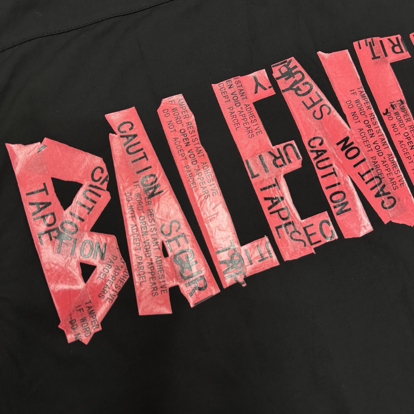 Balenciaga/巴黎世家 25ss 红色签字胶带短袖衬衫