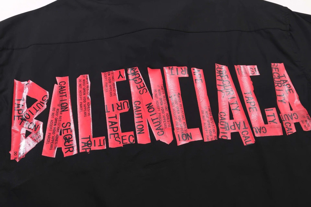 Balenciaga/巴黎世家 25ss 红色签字胶带短袖衬衫