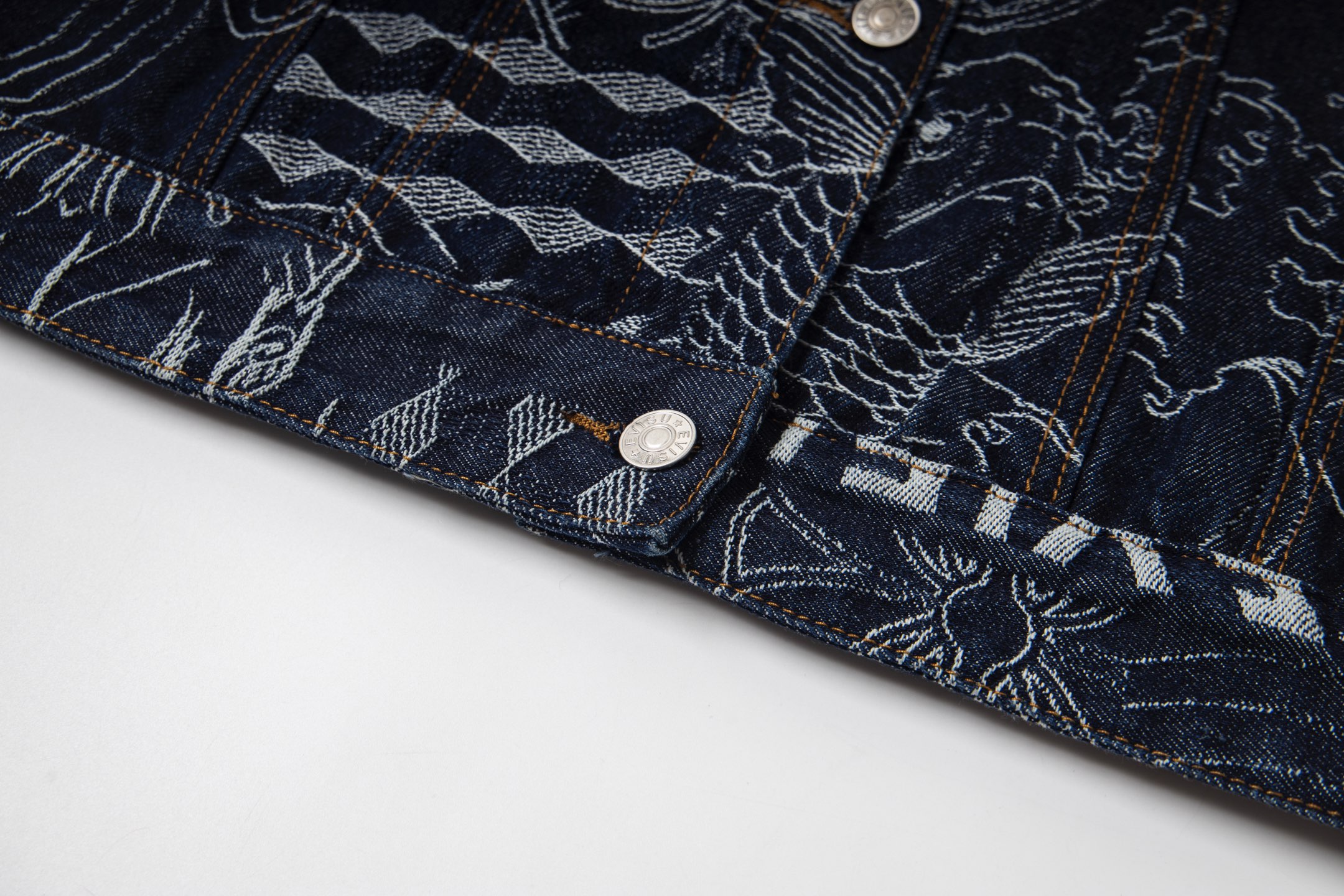 Evisu/福神 25ss 满印嘉文提花龙纹牛仔夹克 23FW男士外套家花满印牛仔主打款 蓝色-Chinese UA Cheap High Quatity Brand Clothes Bags handbags Sneakers wholesale wholesaler seller from China Factory suppliers Fashion Clothing Shoes best Quality Beautiful Price Evisu/福神 25ss 满印嘉文提花龙纹牛仔夹克 23FW男士外套家花满印牛仔主打款 蓝色