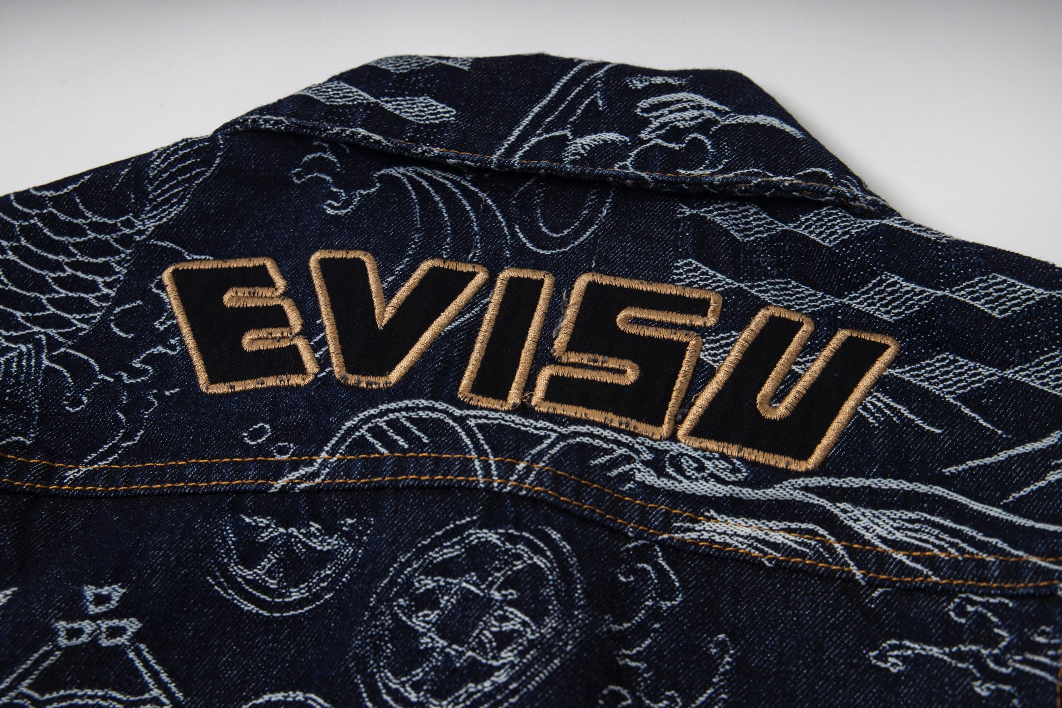 Evisu/福神 25ss 满印嘉文提花龙纹牛仔夹克 23FW男士外套家花满印牛仔主打款 蓝色-Chinese UA Cheap High Quatity Brand Clothes Bags handbags Sneakers wholesale wholesaler seller from China Factory suppliers Fashion Clothing Shoes best Quality Beautiful Price Evisu/福神 25ss 满印嘉文提花龙纹牛仔夹克 23FW男士外套家花满印牛仔主打款 蓝色