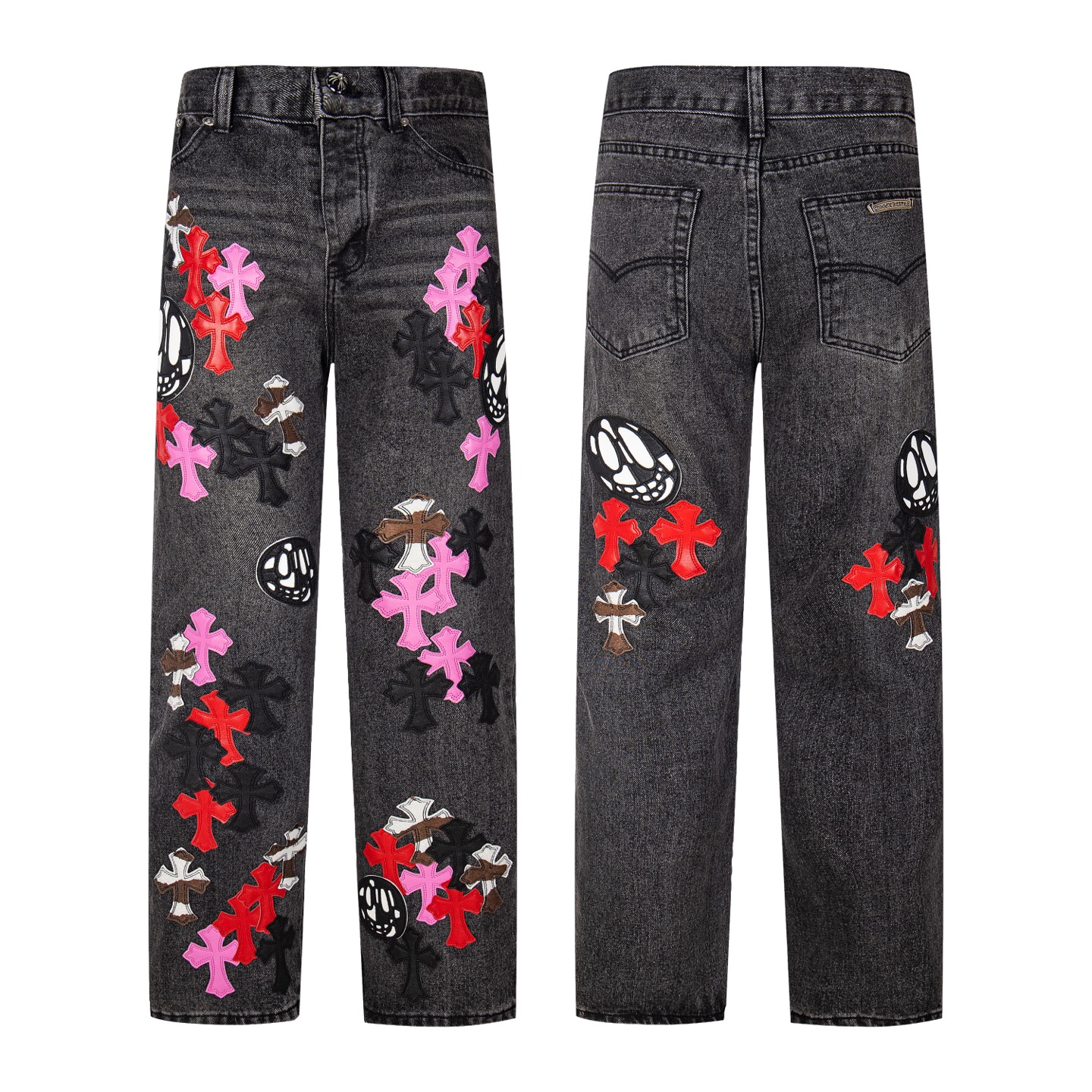 Chrome Hearts Heavy Industry Cross Patch Jeans for Men and Women