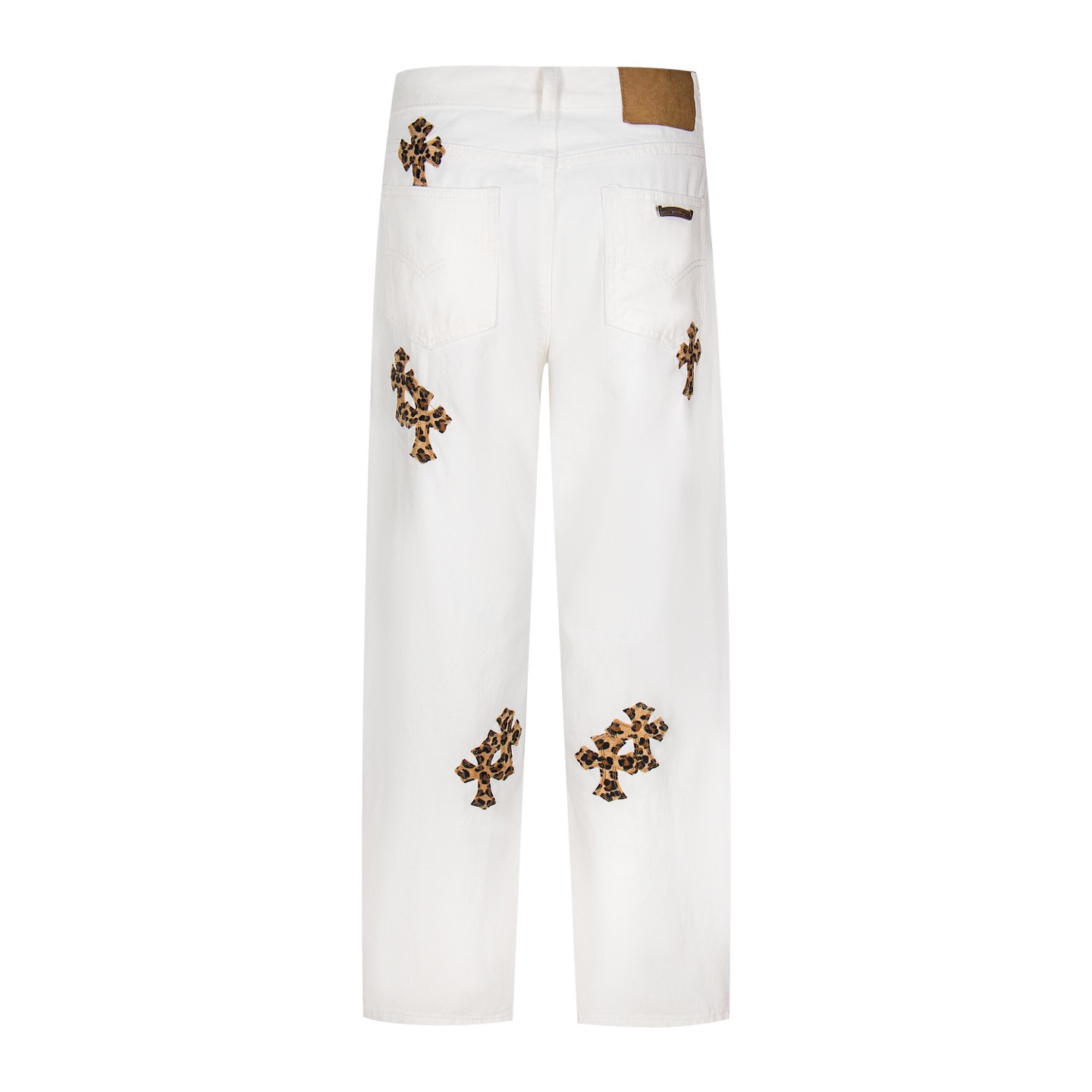 Chrome Hearts Chrome Hearts & 克罗心 白底拼豹纹中古涂鸦绘画高街牛仔裤